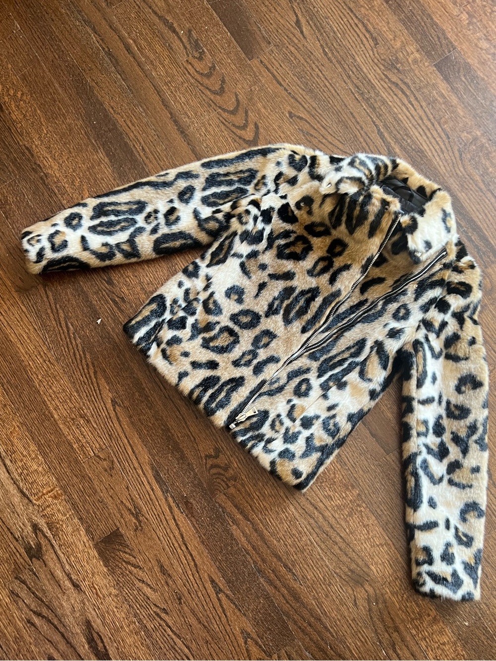 INC International Concepts Leopard Faux Fur Moto Bomber Jacket PP brand new